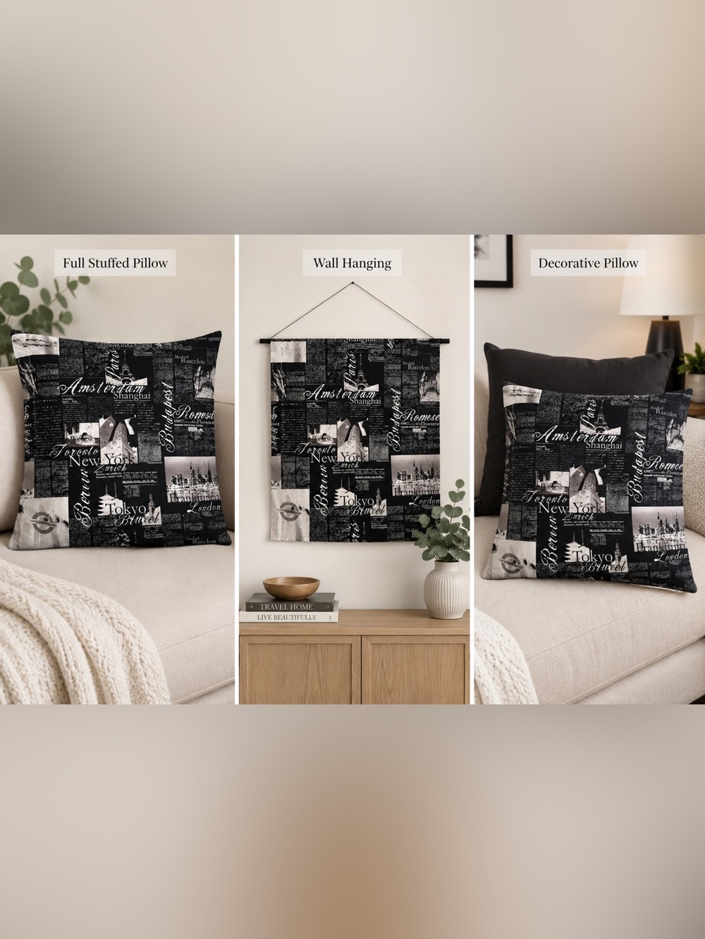 Cover the World Pillow cover: Turn it into Accent pillow or classic wall hanging